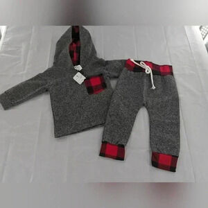 Buffalo Plaid Gray Boys Size 6 Month Jacket Pants Outfit Set